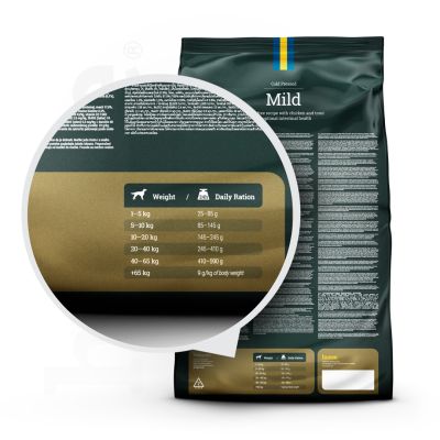 Mild, 12 kg | Glutenfreie Rezeptur mit Huhn und Forelle für eine optimale Darmgesundheit