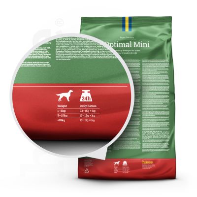 Optimal Mini 2 kg Glutenfreies Hundetrockenfutter für den hohen Energiebedarf